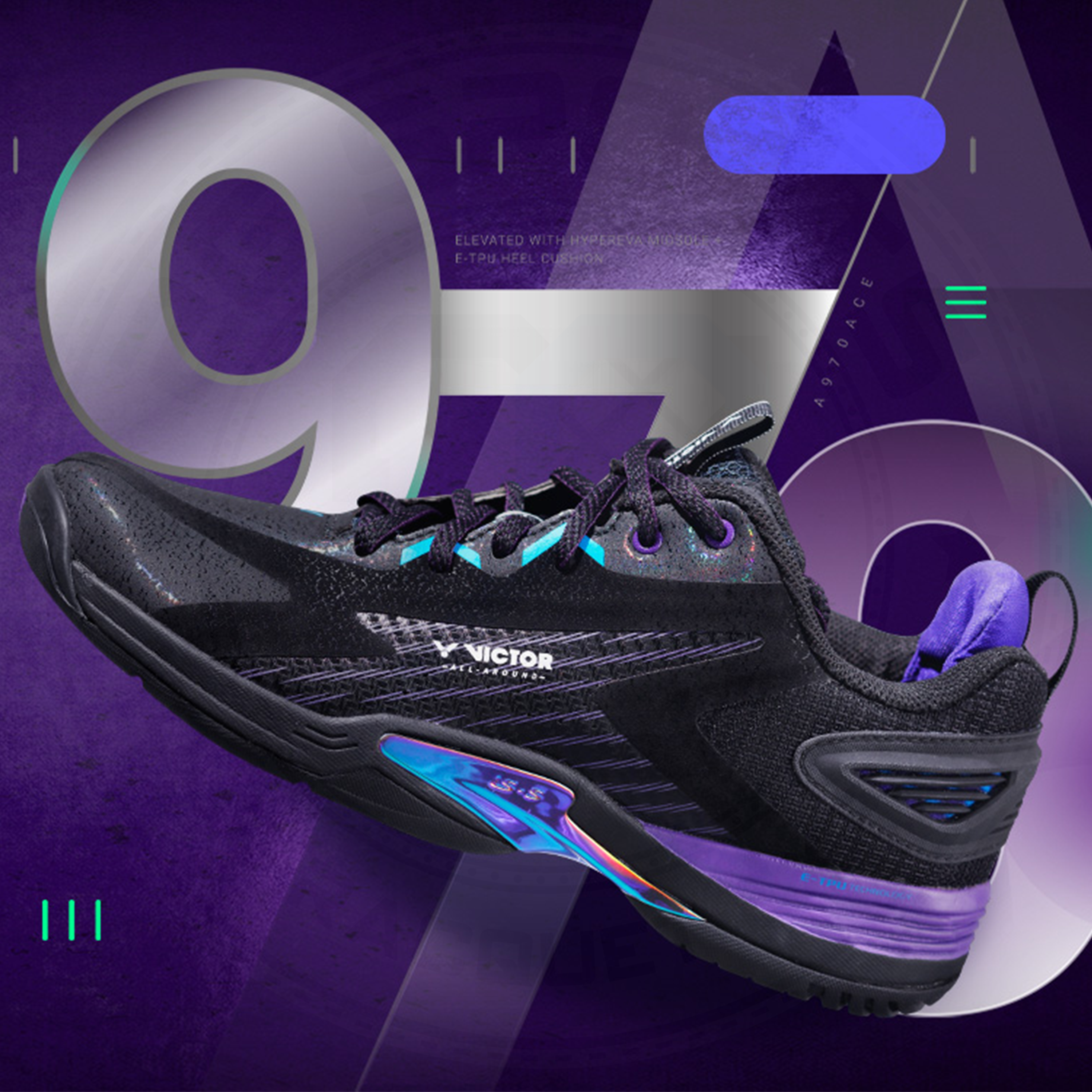 Victor X LZJ A970ACE Badminton Shoes Black Purple MEN S 2G SPORTS