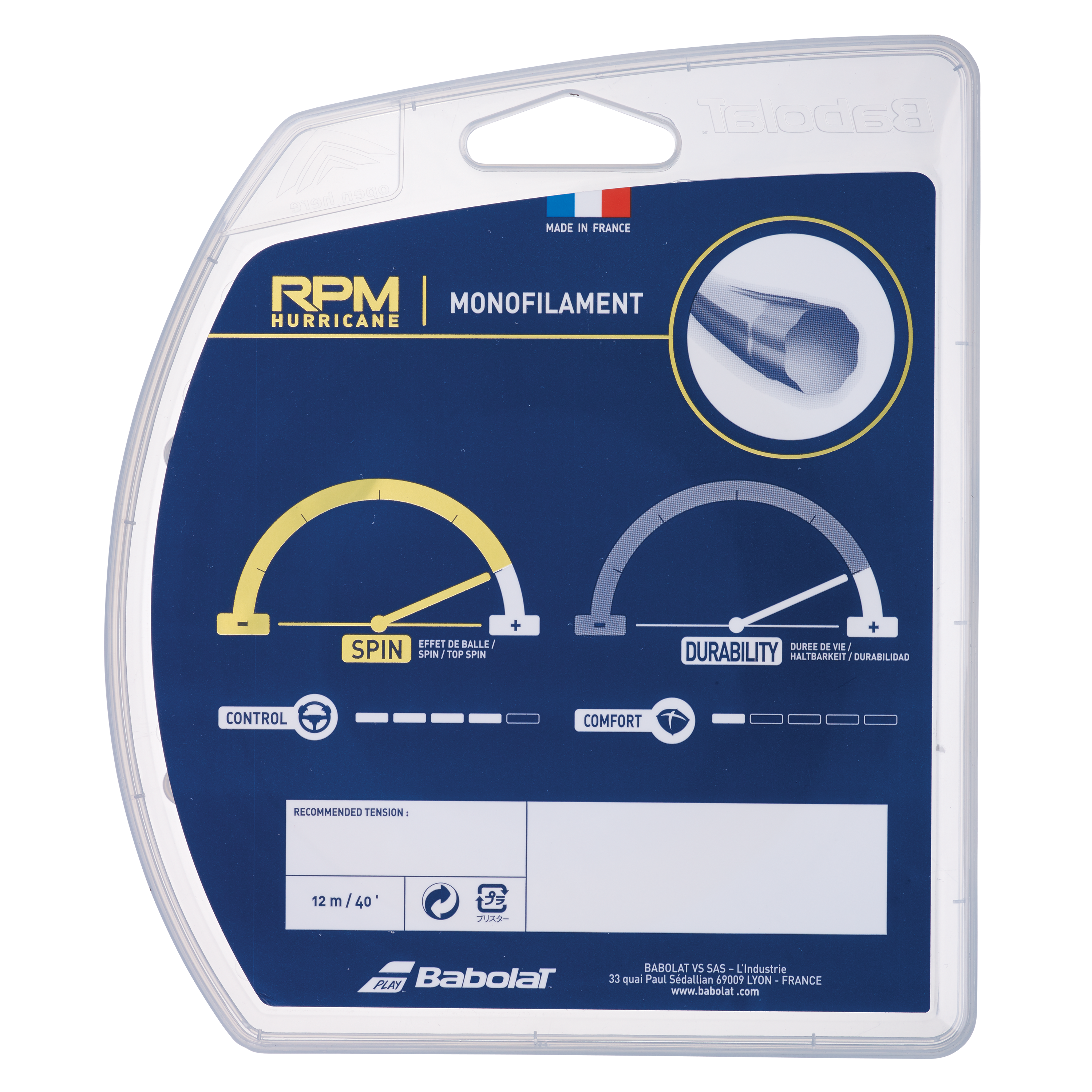 Babolat RPM Hurricane 1.25 Tennis String Single Pack