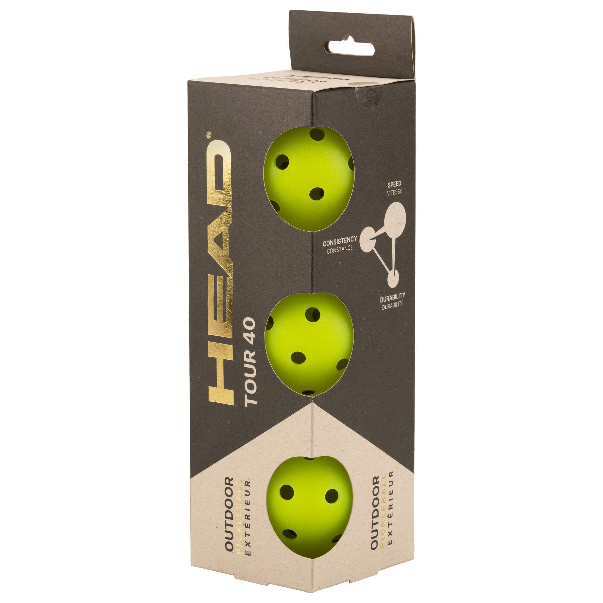 Head 3 Ball Tour 40 Outdoor Pickleball Balls
