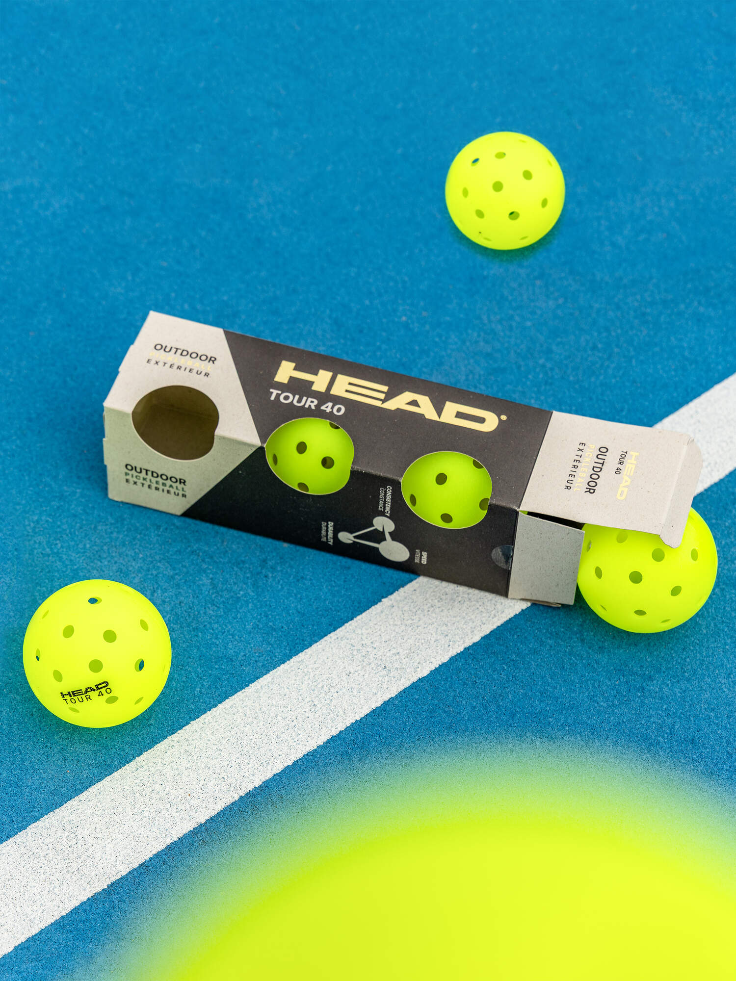 Head 3 Ball Tour 40 Outdoor Pickleball Balls