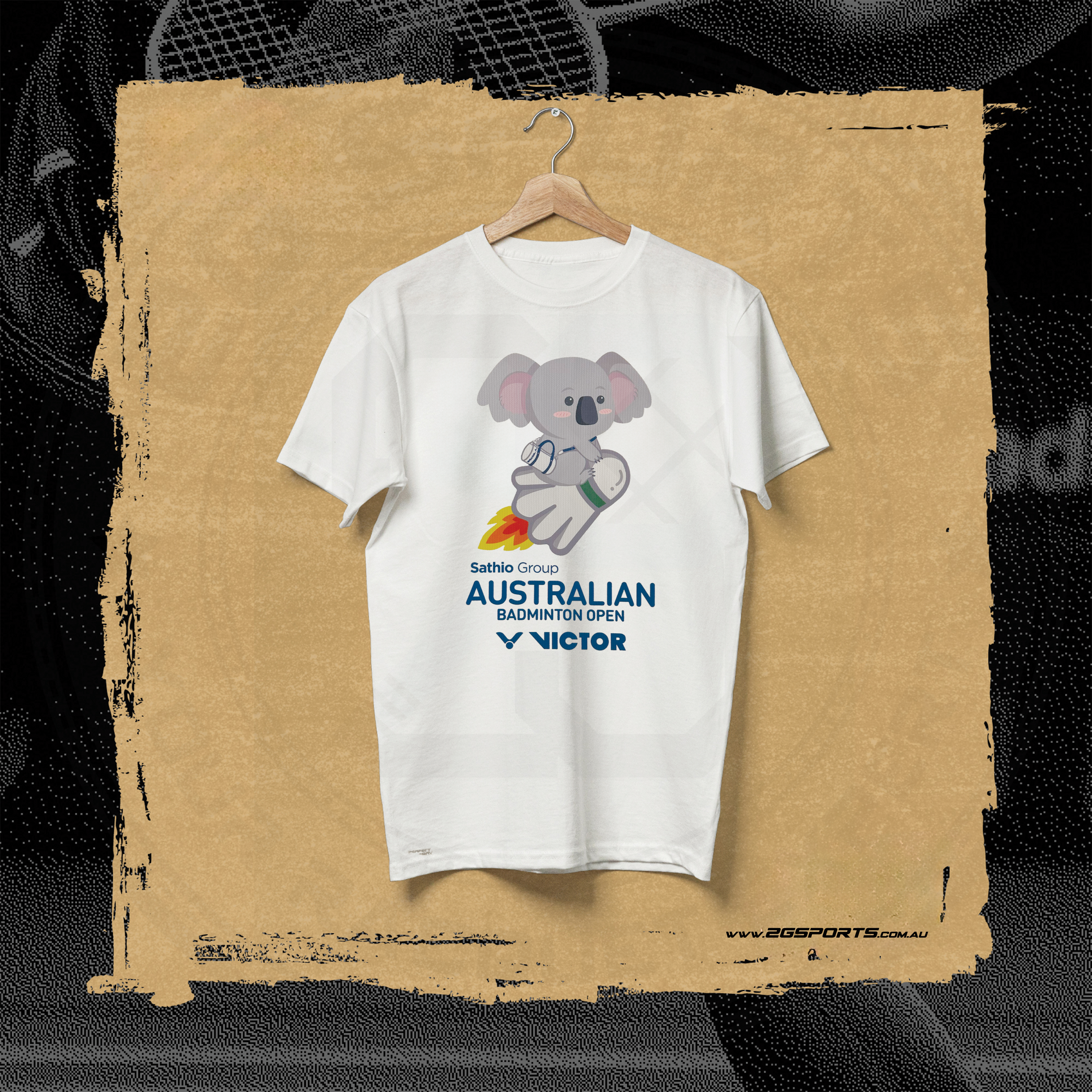 Victor Australian Badminton Open Souvenir Sports Shirt T-ABO24 A White MEN'S
