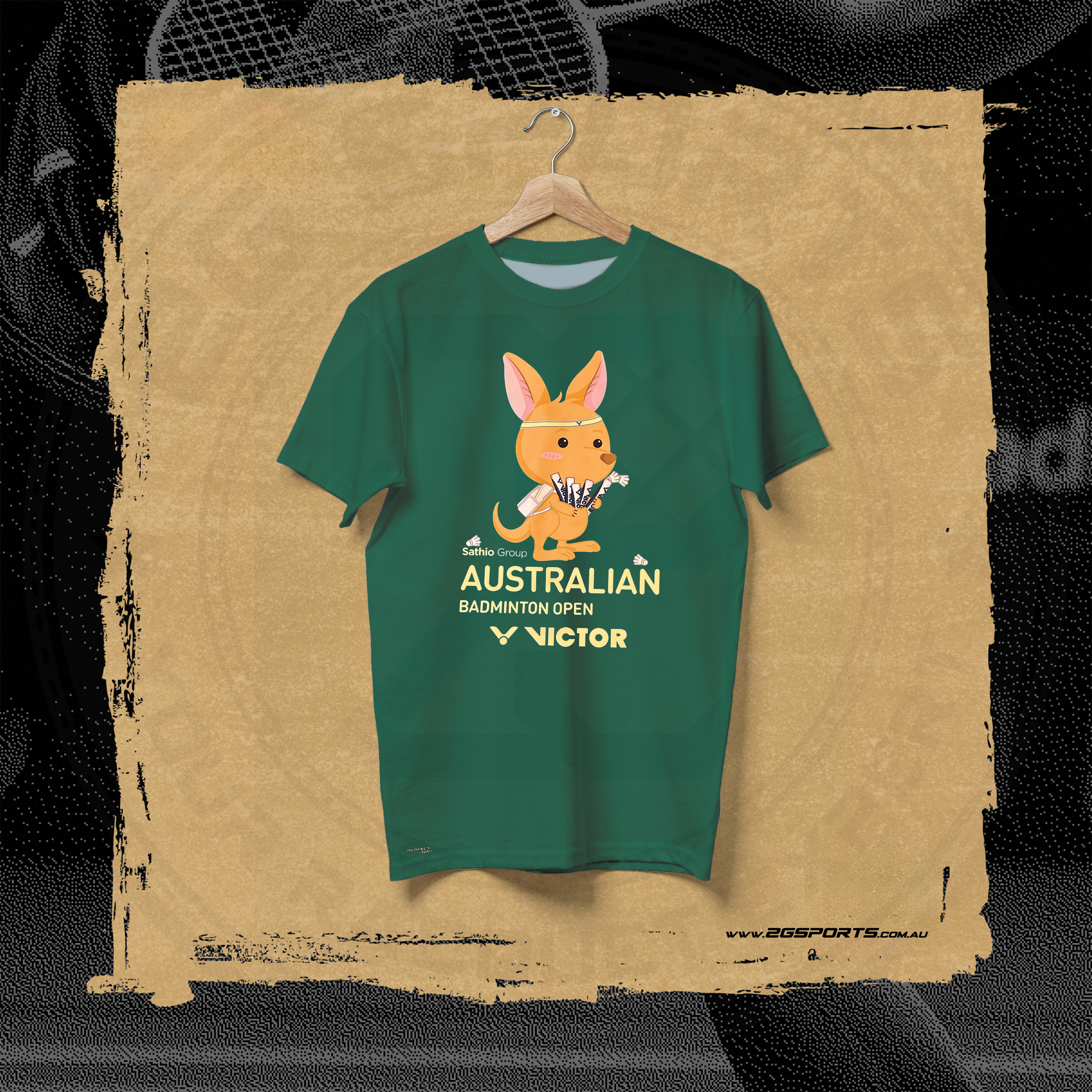 Victor Australian Badminton Open Souvenir Sports Shirt T-ABO25 G Green MEN'S