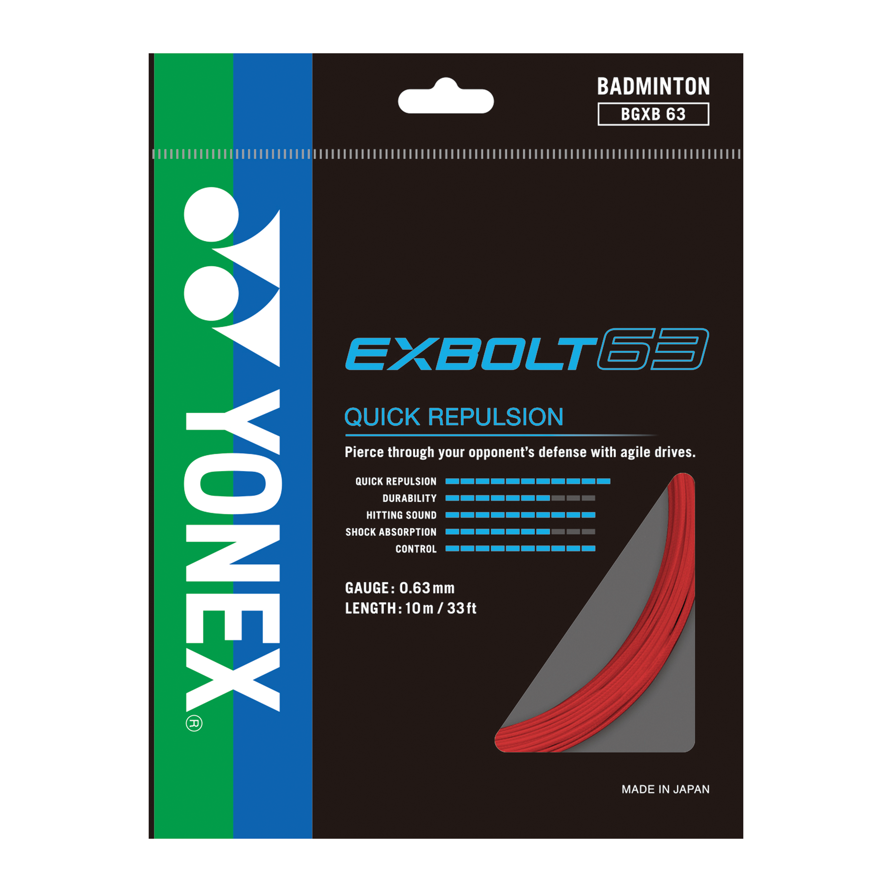 Yonex BG EXBOLT 63 Badminton String 10m Single pack