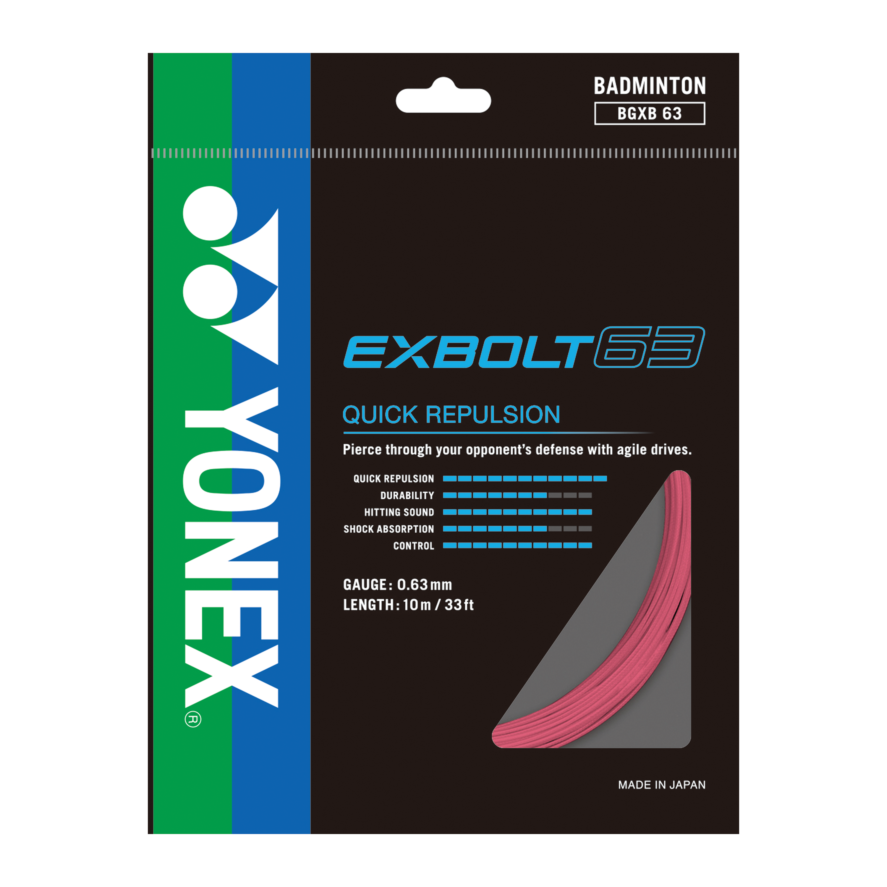 Yonex BG EXBOLT 63 Badminton String 10m Single pack