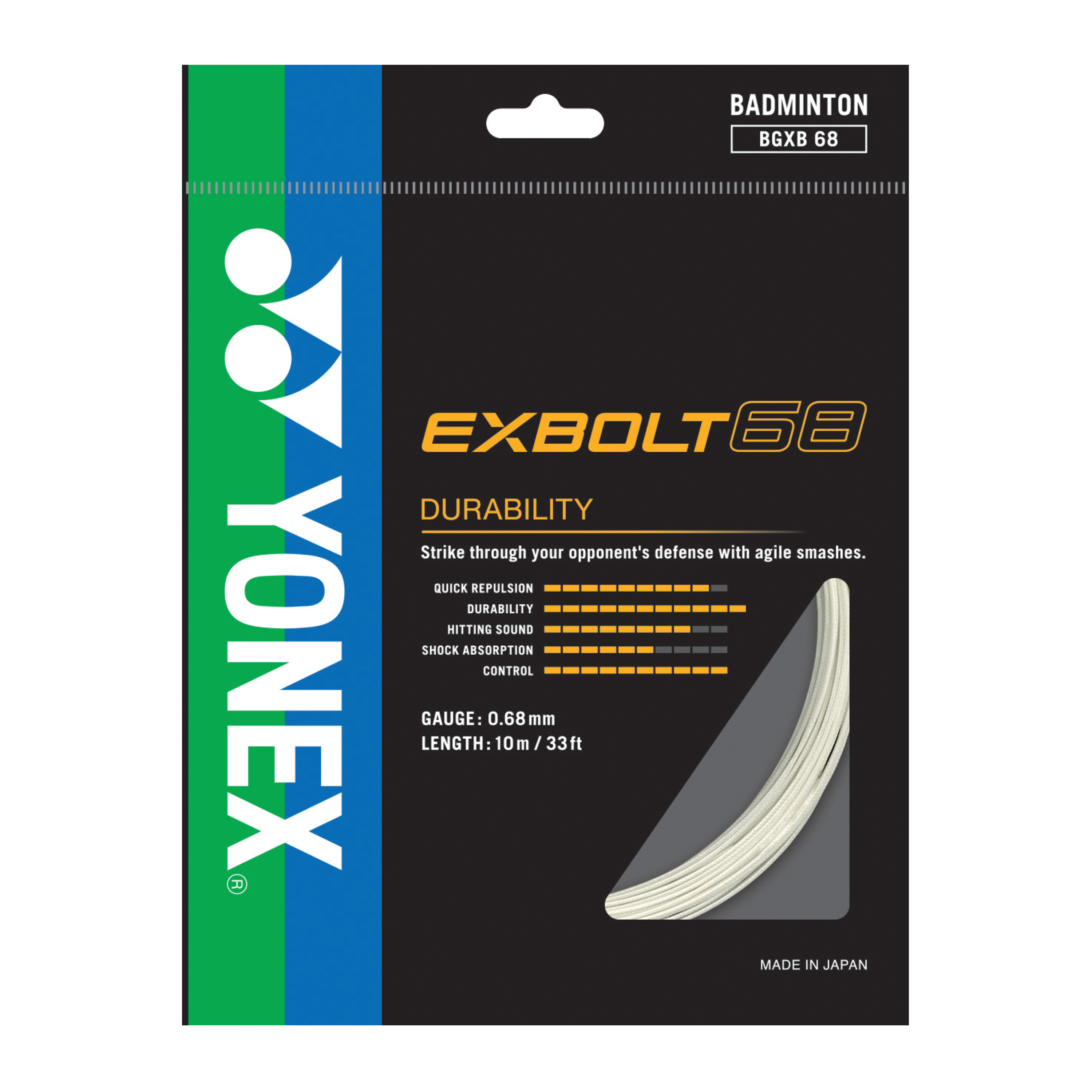 Yonex BG EXBOLT 68 Badminton String 10m Single pack