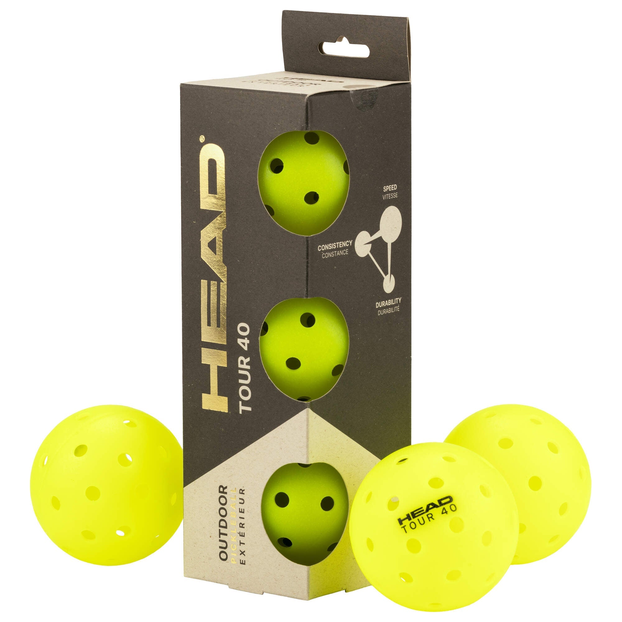 Head 3 Ball Tour 40 Outdoor Pickleball Balls - 2G SPORTS