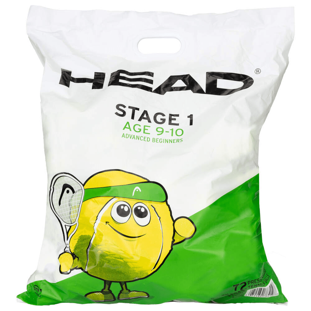 Head Stage 1 Green 72 Tennis Ball Polybag - 2G SPORTS