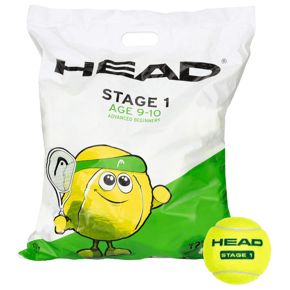 Head Stage 1 Green 72 Tennis Ball Polybag - 2G SPORTS