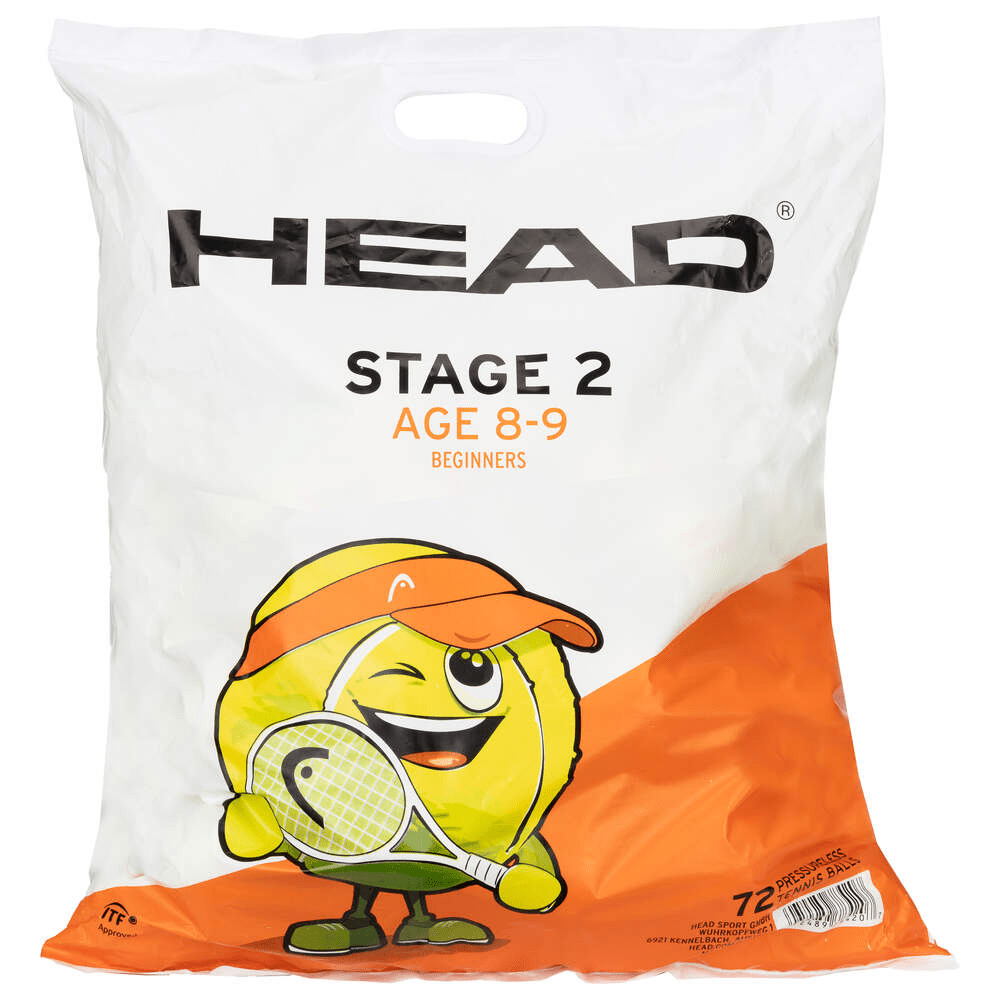 Head Stage 2 Orange 72 Tennis Ball Polybag - 2G SPORTS