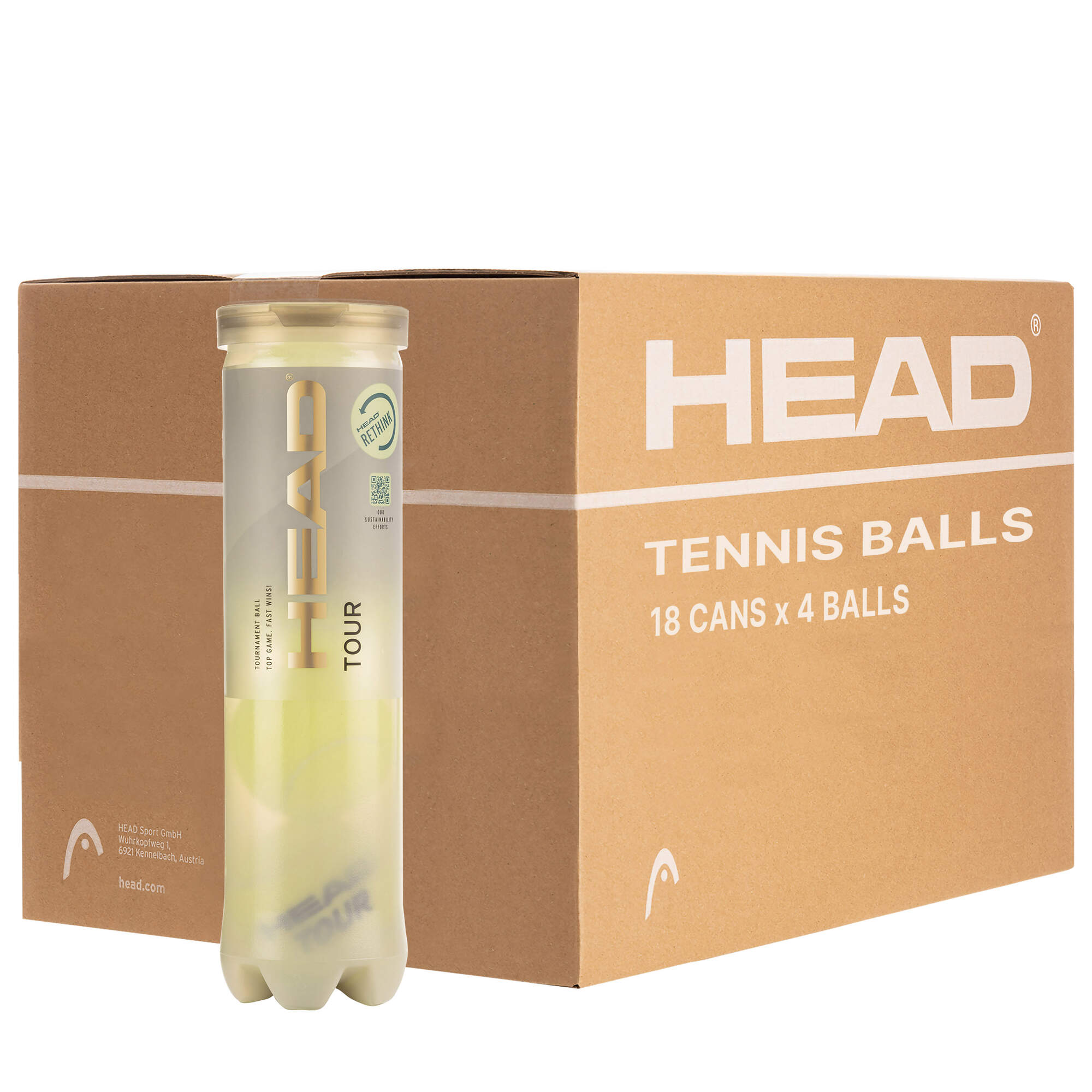 Head TOUR 4 Ball 18 Can Box Tennis Balls - 2G SPORTS