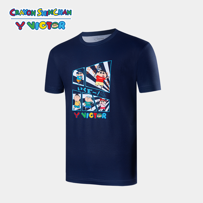 Victor X Crayon Shin-Chan Sports Shirt T-404CS B Navy UNISEX