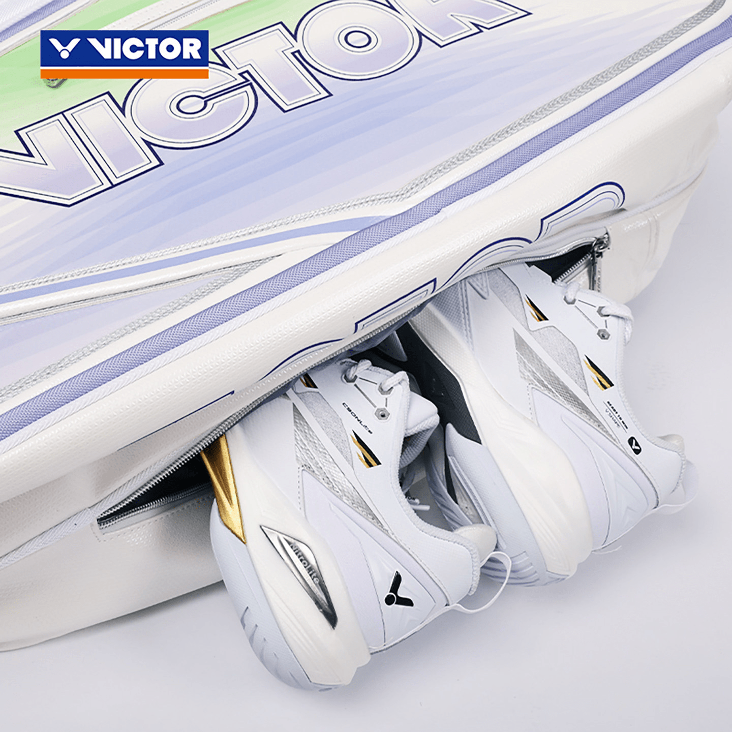 Victor Badminton Racquet Bag (6pcs) BR9216 AJ (White/ Purple) - 2G SPORTS