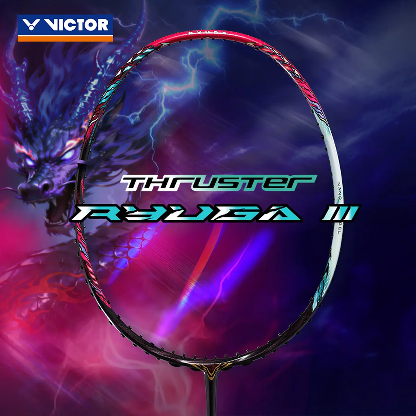 Victor Thruster Ryuga III CQ (Black/ Pink) Badminton Racquet (UNSTRUNG) - 2G SPORTS
